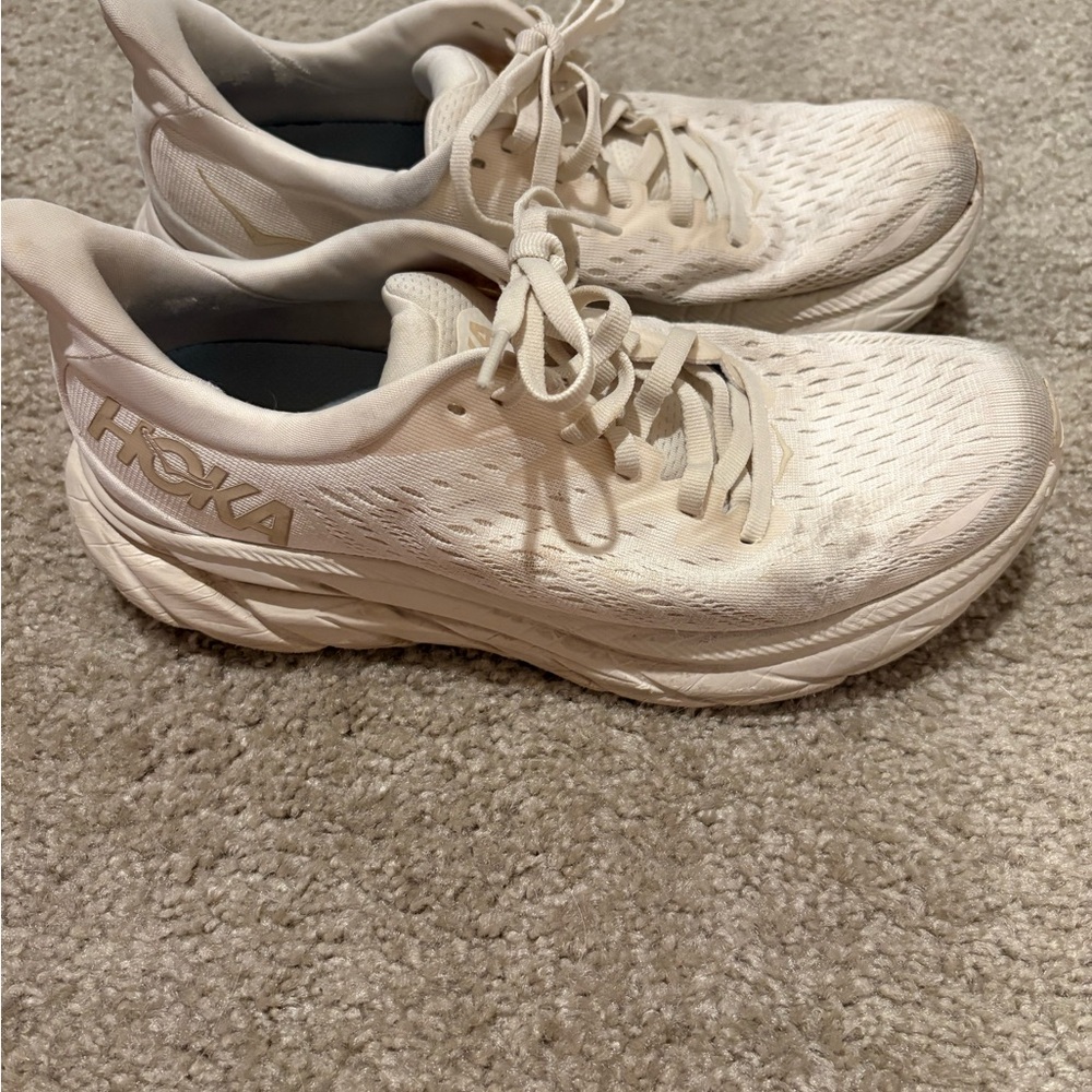 Hoka Cream Athletic Shoes